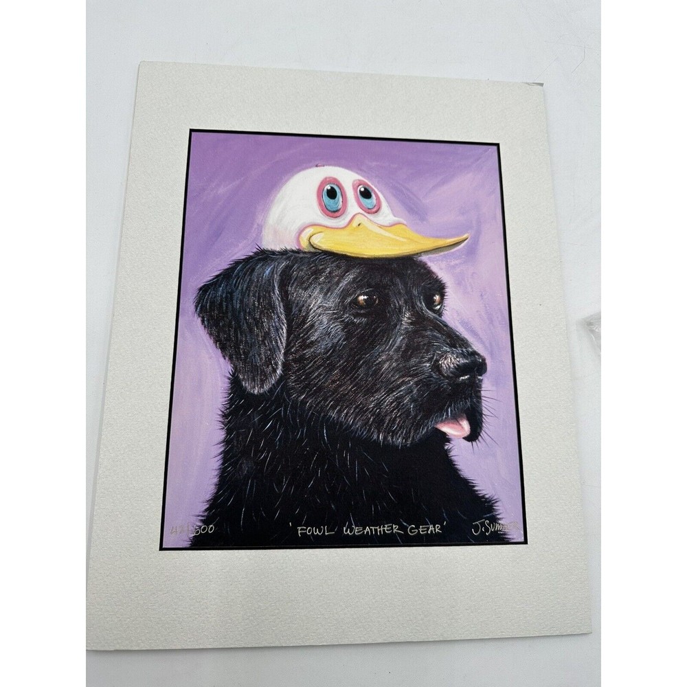 Fowl Weather Gear Black Labrador Dog Art Print John Sumner Signed 42/600